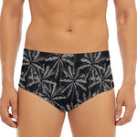 Black White Palm Tree Pattern Print Men's Triangle Swim Briefs
