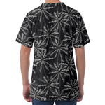Black White Palm Tree Pattern Print Men's Velvet T-Shirt