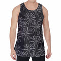 Black White Palm Tree Pattern Print Men's Velvet Tank Top