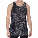 Black White Palm Tree Pattern Print Men's Velvet Tank Top