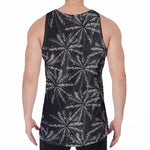 Black White Palm Tree Pattern Print Men's Velvet Tank Top