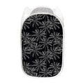 Black White Palm Tree Pattern Print Mesh Laundry Hamper