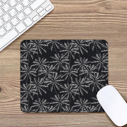 Black White Palm Tree Pattern Print Mouse Pad