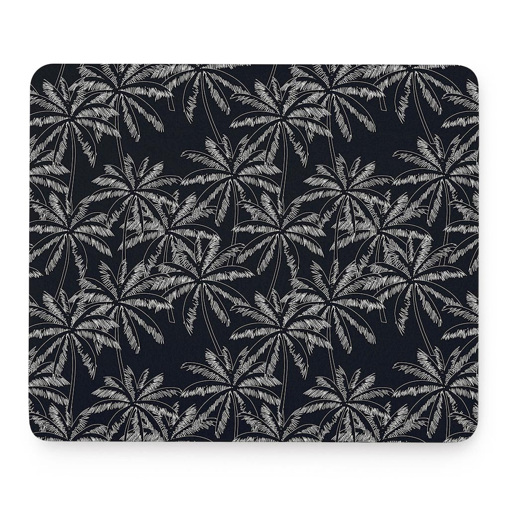 Black White Palm Tree Pattern Print Mouse Pad