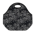 Black White Palm Tree Pattern Print Neoprene Lunch Bag