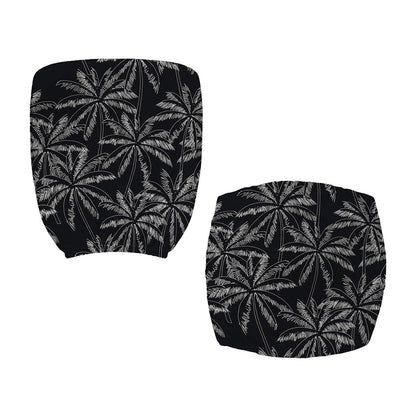 Black White Palm Tree Pattern Print Office Chair Cover
