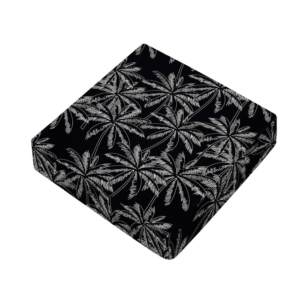 Black White Palm Tree Pattern Print Outdoor Seat Cushion Cover