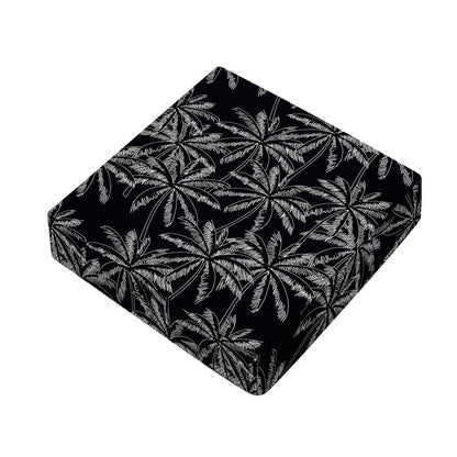 Black White Palm Tree Pattern Print Outdoor Seat Cushion Cover