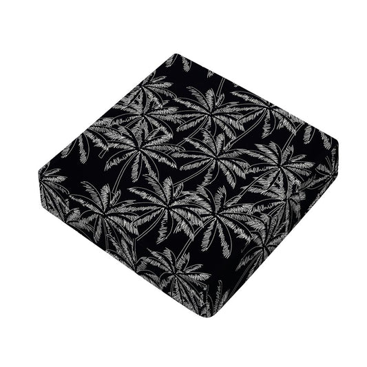 Black White Palm Tree Pattern Print Outdoor Seat Cushion Cover