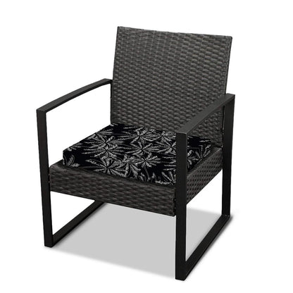 Black White Palm Tree Pattern Print Outdoor Seat Cushion Cover