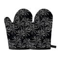 Black White Palm Tree Pattern Print Oven Mitts