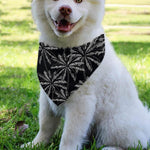 Black White Palm Tree Pattern Print Over The Collar Dog Bandana