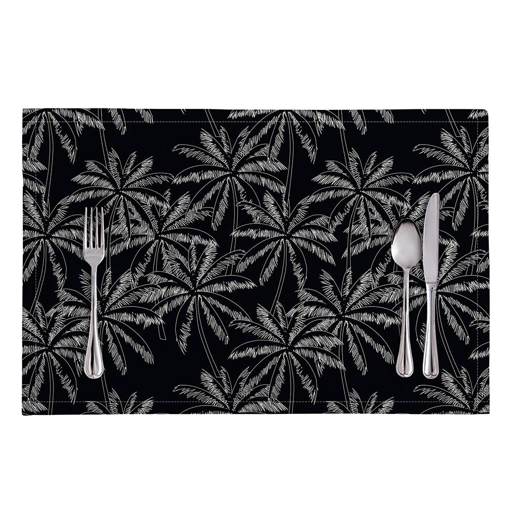 Black White Palm Tree Pattern Print Placemat
