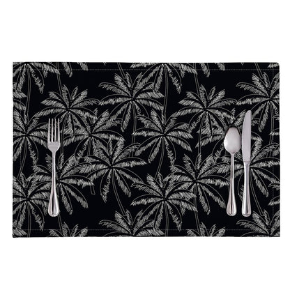 Black White Palm Tree Pattern Print Placemat