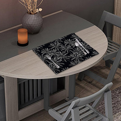 Black White Palm Tree Pattern Print Placemat
