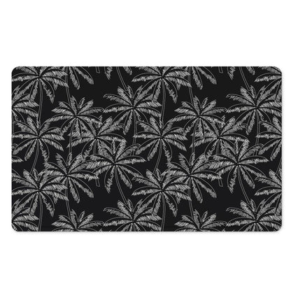 Black White Palm Tree Pattern Print Polyester Doormat