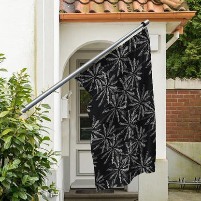 Black White Palm Tree Pattern Print Polyester Flag