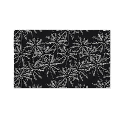 Black White Palm Tree Pattern Print Polyester Flag