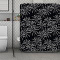 Black White Palm Tree Pattern Print Polyester Shower Curtain