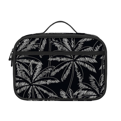Black White Palm Tree Pattern Print Portable Lunch Bag