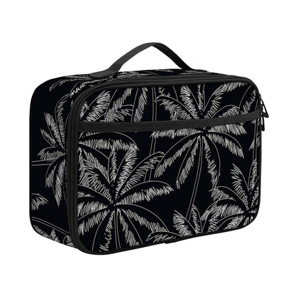 Black White Palm Tree Pattern Print Portable Lunch Bag