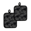 Black White Palm Tree Pattern Print Pot Holders