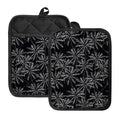 Black White Palm Tree Pattern Print Pot Holders With Pocket