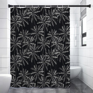 Black White Palm Tree Pattern Print Premium Shower Curtain