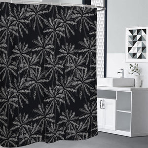 Black White Palm Tree Pattern Print Premium Shower Curtain