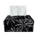Black White Palm Tree Pattern Print Rectangle Tissue Box Cover