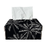 Black White Palm Tree Pattern Print Rectangle Tissue Box Cover