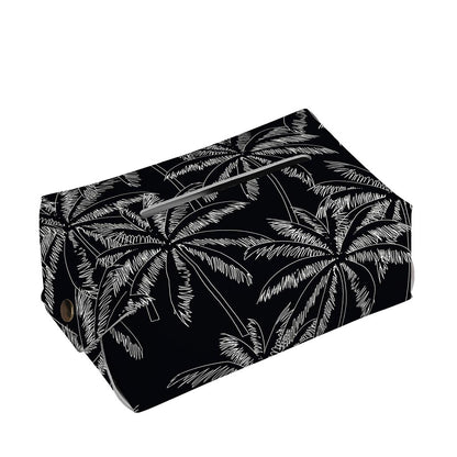 Black White Palm Tree Pattern Print Rectangle Tissue Box Cover