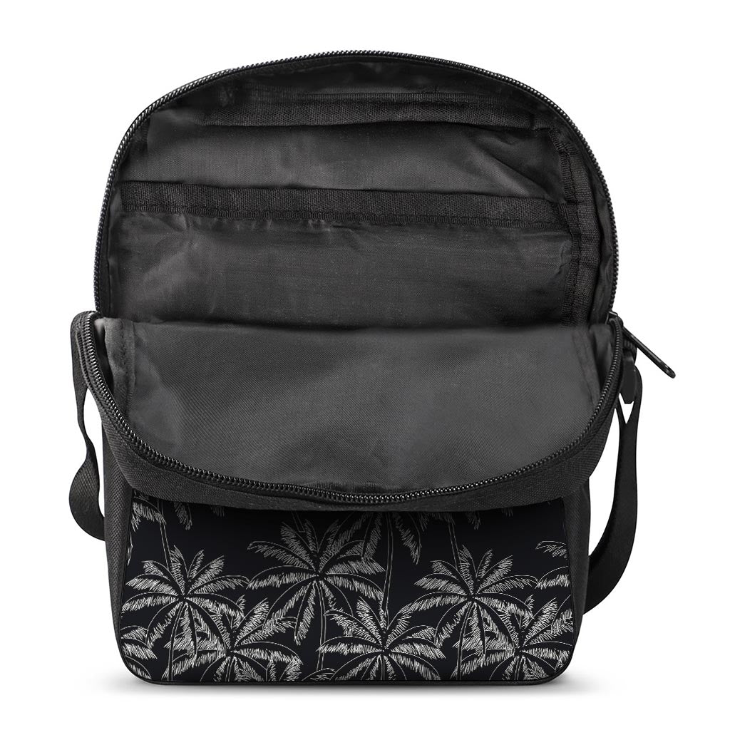 Black White Palm Tree Pattern Print Rectangular Crossbody Bag