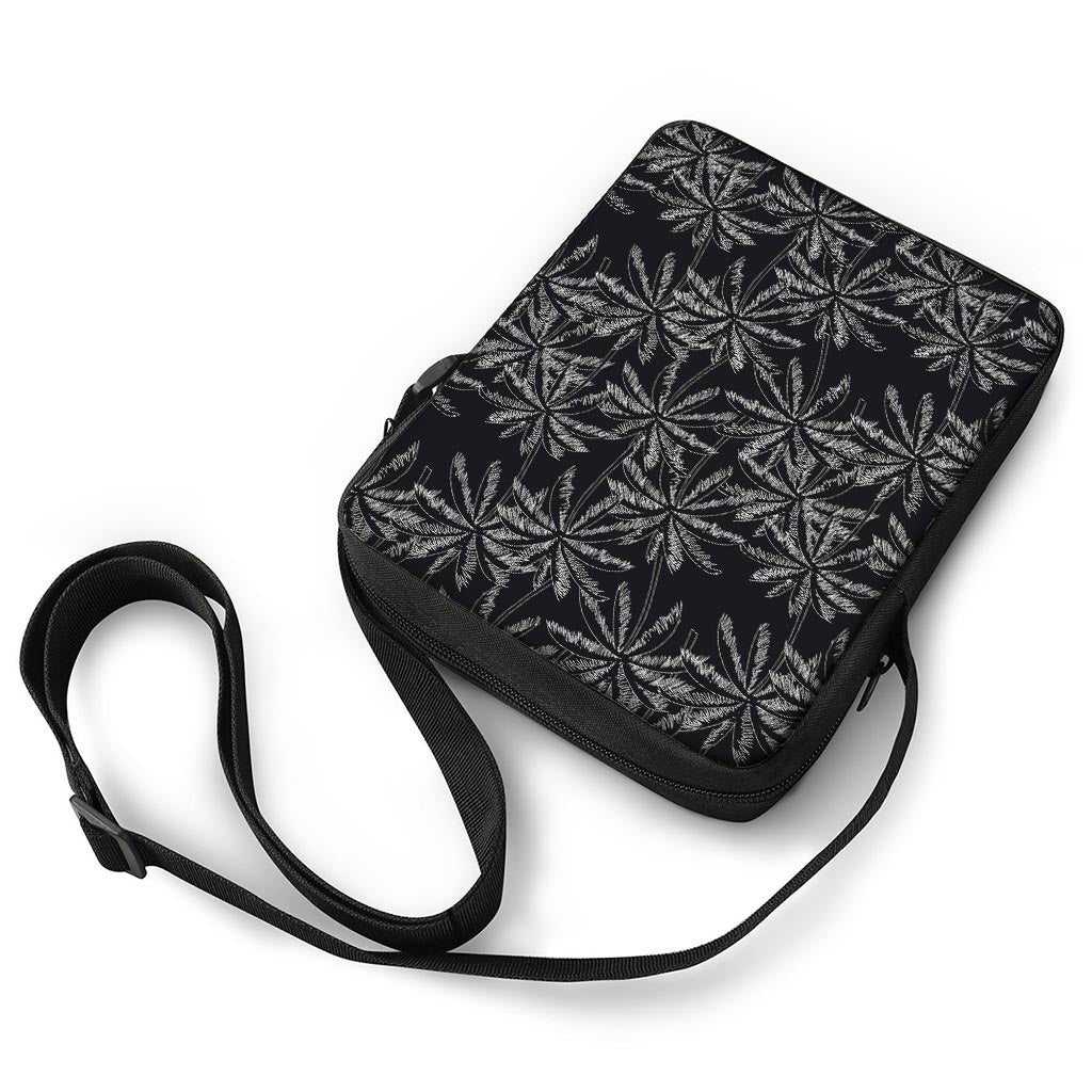 Black White Palm Tree Pattern Print Rectangular Crossbody Bag