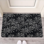 Black White Palm Tree Pattern Print Rubber Doormat