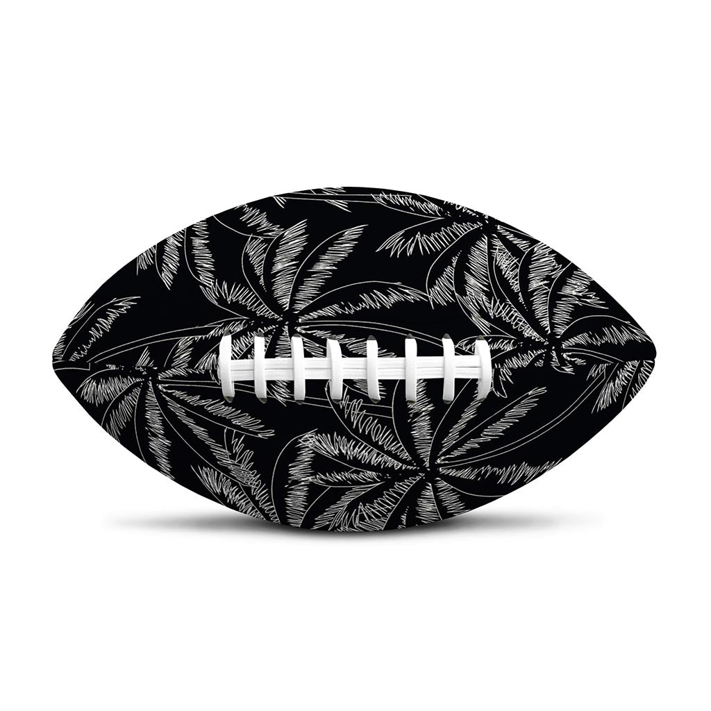 Black White Palm Tree Pattern Print Rugby Ball