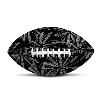 Black White Palm Tree Pattern Print Rugby Ball