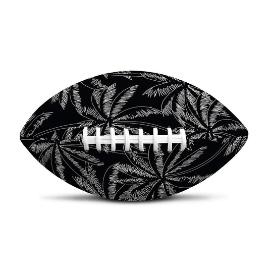 Black White Palm Tree Pattern Print Rugby Ball