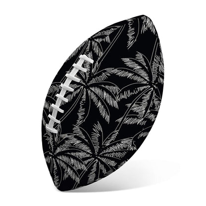 Black White Palm Tree Pattern Print Rugby Ball