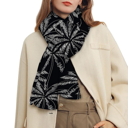 Black White Palm Tree Pattern Print Scarf