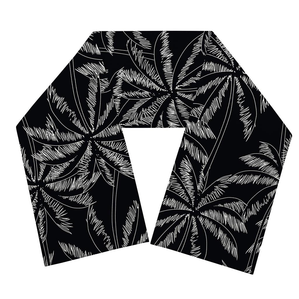 Black White Palm Tree Pattern Print Scarf