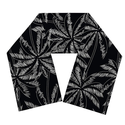 Black White Palm Tree Pattern Print Scarf