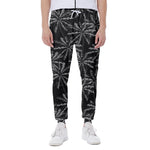 Black White Palm Tree Pattern Print Scuba Joggers