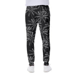 Black White Palm Tree Pattern Print Scuba Joggers