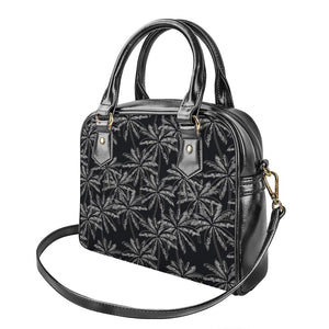 Black White Palm Tree Pattern Print Shoulder Handbag