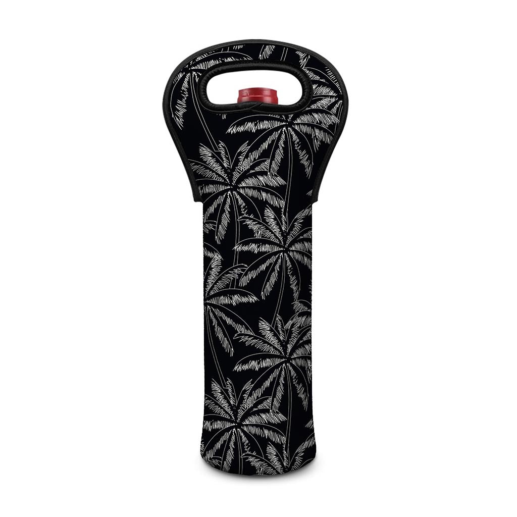 Black White Palm Tree Pattern Print Single Neoprene Wine Tote