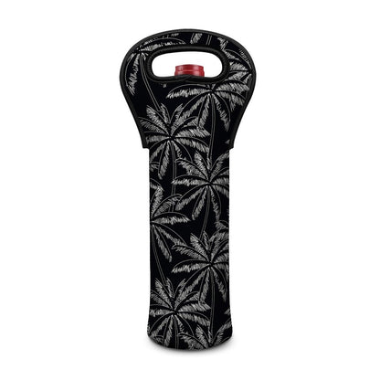 Black White Palm Tree Pattern Print Single Neoprene Wine Tote