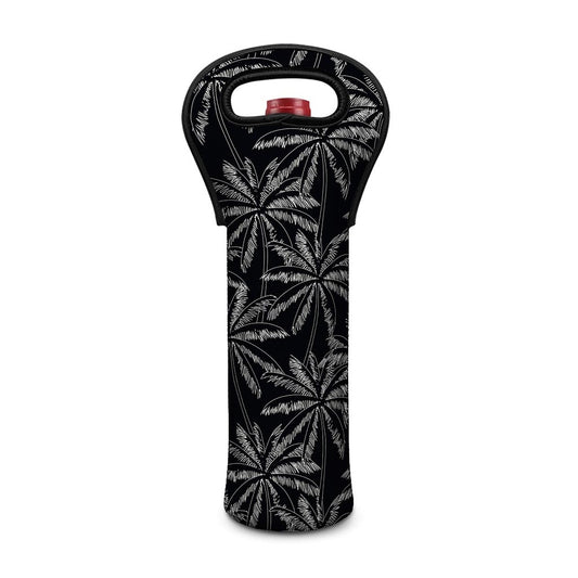 Black White Palm Tree Pattern Print Single Neoprene Wine Tote