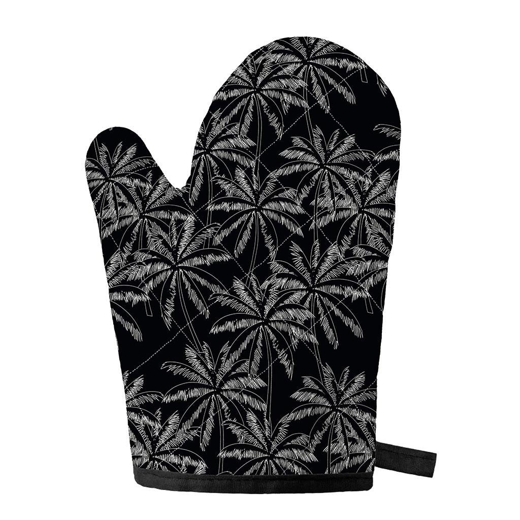 Black White Palm Tree Pattern Print Single Oven Mitt