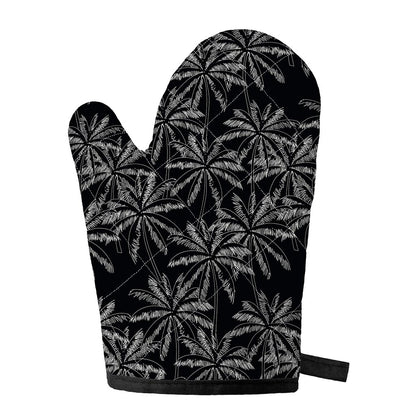 Black White Palm Tree Pattern Print Single Oven Mitt